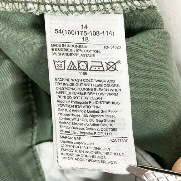 GAP Pants Women 14 Green-Khaki Girlfriend Chino Cotton 5-Pockets Ankle-Length - Picture 5 of 11